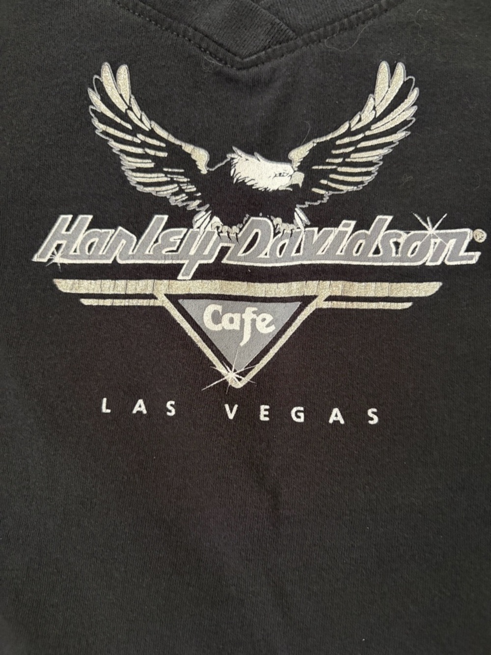 Vintage Y2K Harley Davidson Cafe Las Vegas Black Baby Tee Size Small - Picture 2 of 7